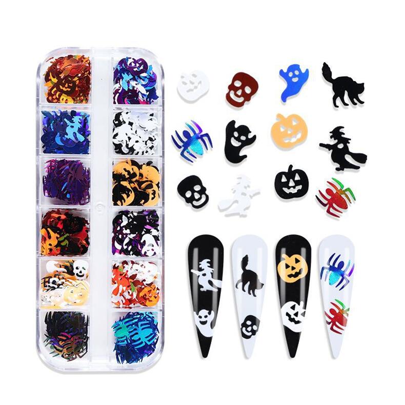 12 Grid 3D Skull Ghost Nail Sequins