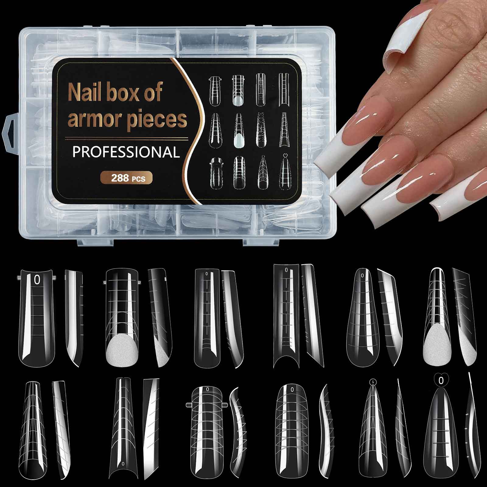 Dual Nail Forms Nail Tips 12 Shapes Poli dırnaq geli üçün 288 ədəd