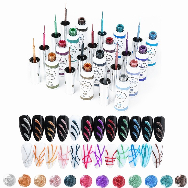 Metal gel layner dırnaq sənəti dəsti