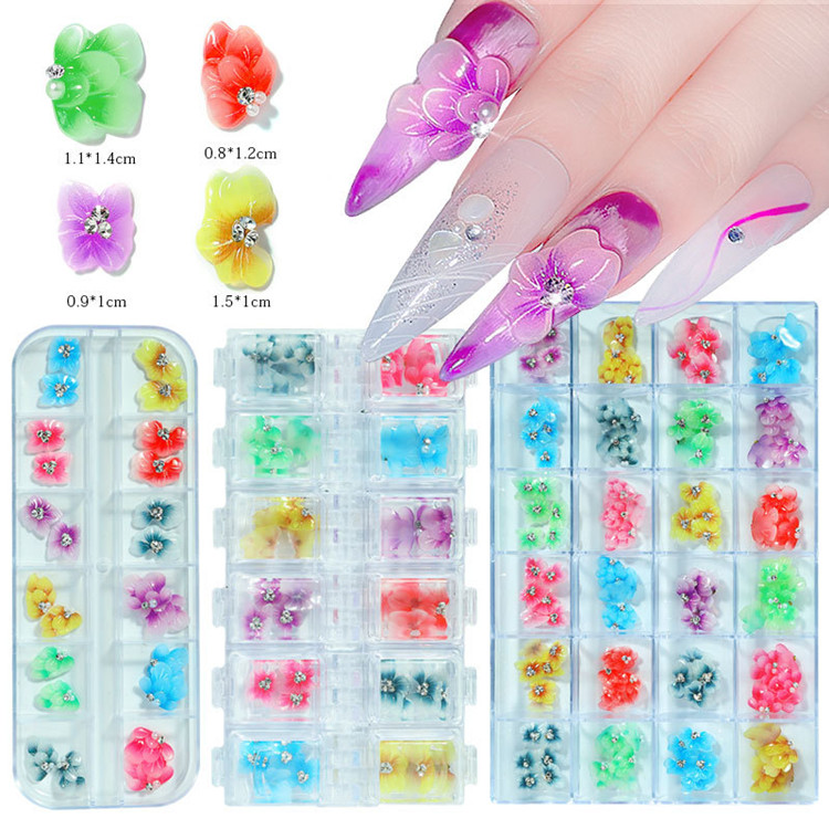 Dırnaq Tickers Rhinestone Çiçəklər